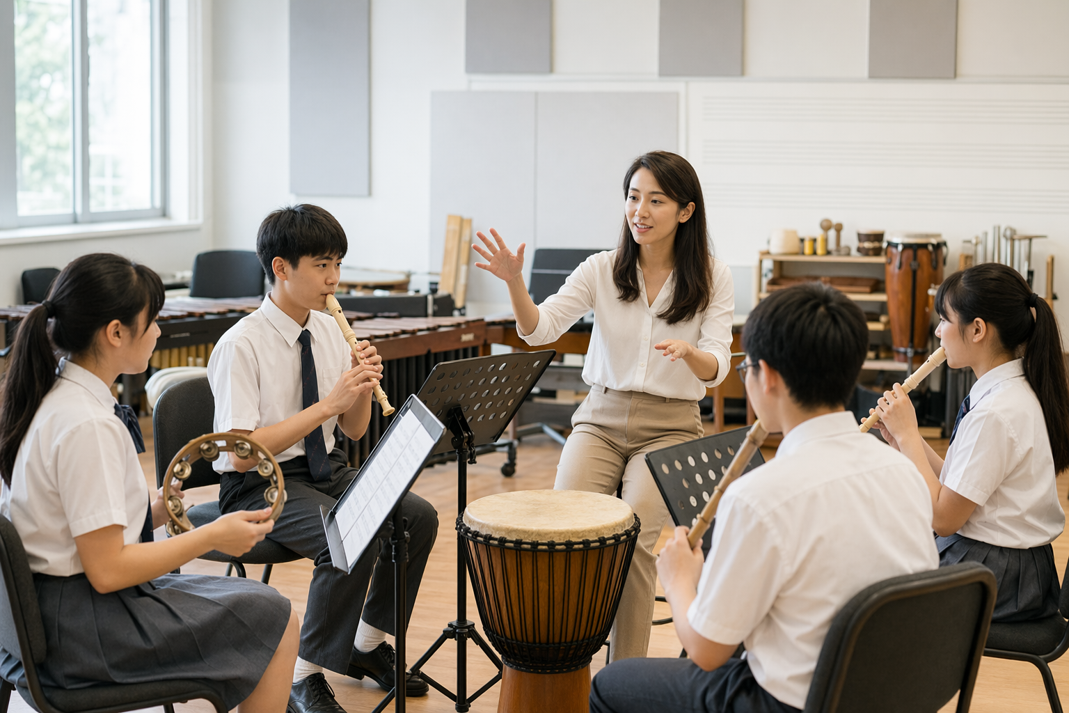 EdUHK:把音樂帶進課室、教學與教育現場 在課室裡帶領 recorder 與 percussion ensemble 的音樂老師。